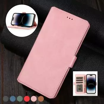 Магнитный кожаный чехол-кошелек в стиле ретро для iPhone 15 14 13 12 11 Pro Max XSMAX XR для Samsung S23 S22 S21Ultra Plus A53 A13 A14 A54 Huawei Redmi iPhone 6/6S красный