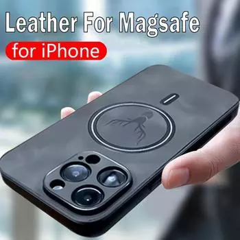 Магнитный кожаный чехол Magsafe Deer для iPhone 15 13 11 12 14 Pro Max Plus XR X XS Max Wireless Charge противоударный чехол Funda 15 Pro&Case for iPhone синий