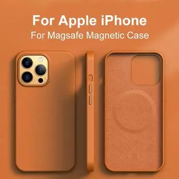 Магнитный кожаный чехол Magsafe для Apple IPhone 15 14 13 Pro Max Plus Mini, защитный чехол для беспроводной зарядки For iPhone 14 ProMax