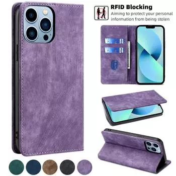 Магнитный кожаный чехол с откидным зажимом для кошелька для iPhone 15 14 Plus 13 12 11 Pro Max XSMax для Samsung S23 S22 S21 S20 Ultra Plus Note 20 Ultra A14 A54 A53 iPhone 6/6S чёрный