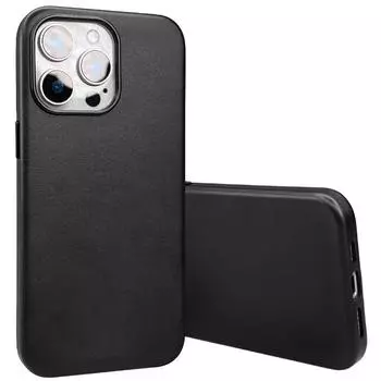 Магнитный кожаный черный матовый чехол для Magsafe Mag Safe iPhone 16 Pro Max 15 Plus 14 13 12 11 iPhone16 16Plus 16Pro 15Pro 14Pro Чехол для телефона Аксессуары For iPhone 16 чёрный