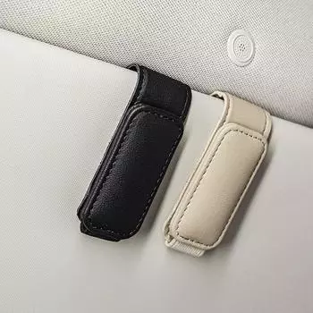 Магнитный кожаный держатель для очков, универсальный держатель для солнцезащитных очков в машину, магнитный держатель для очков, зажим для автомобильных билетов чёрный