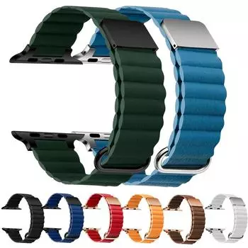 Магнитный кожаный металлический ремешок для Apple IWatch 7 6 SE 5 4 3 2, браслет, ремешок для часов для серии IWatch 49 мм, 41 мм, 45 мм, 40 мм, 44 мм, 38 мм, 42 мм, браслет 38mm 40mm 41mm коричневый