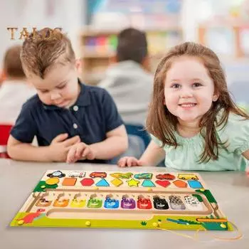 Магнитный лабиринт деревянная настольная игра 3 в 1 сортировка по цвету форма транспортное средство сопоставление мелкая моторика навыки детей развивающая игрушка для малышей мальчиков девочек подарок Sets