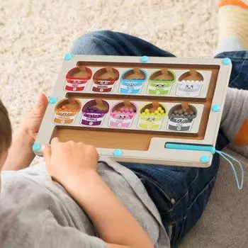 Магнитный лабиринт с бусинами Настольная игра Сортировка по цвету Подсчет чисел Мелкая моторика A