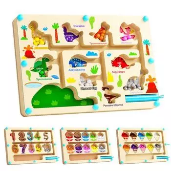 Магнитный лабиринт с бусинами, настольная игра, сортировка по цвету, подсчет чисел, мелкая моторика, мини-шарики, игра «Соответствие», обучающая игрушка для детей дошкольного возраста C