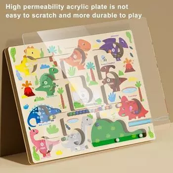 Магнитный лабиринт с бусинами Настольная игра Динозавр Мороженое Сортировка по цвету Подсчет чисел A