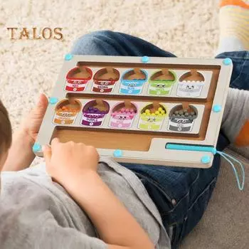 Магнитный лабиринт с бусинами, настольная игра, сортировка по цвету, подсчет чисел, мелкая моторика, мини-шарики, игра «Соответствие», обучающая игрушка для детей дошкольного возраста A