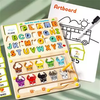 Магнитный лабиринт с цветами и числами, деревянная доска для рисования, развивающие сенсорные игрушки, мелкая моторика, игрушки для путешествий, детские игрушки 1 мл one size хаки