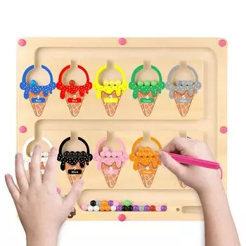 Магнитный лабиринт с цветами и числами, деревянный магнитный шар, развивающий мелкую моторику, подарок Монтессори, сенсорные игрушки для детей дошкольного возраста, бизиборд для детей