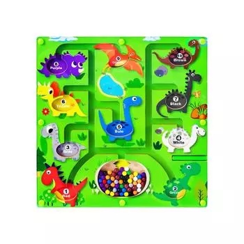 Магнитный лабиринт с цветами и числами, игрушки Монтессори для мальчиков и девочек в возрасте от 3 до 5 лет, деревянная головоломка, подарок для дошкольников, сенсорные занятия One Size зелёный