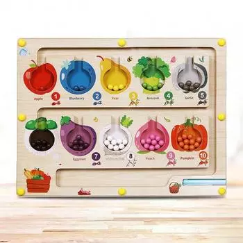 Магнитный лабиринт с цветами и цифрами для детей, доска для развития мелкой моторики, обучающая и развивающая игрушка для мелкой моторики, подарки на день рождения для мальчиков, девочек бежевый