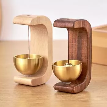 Магнитный латунный колокольчик для владельцев магазинов из цельного дерева, всасывающий дверной колокольчик, С-образный дверной звон коричневый