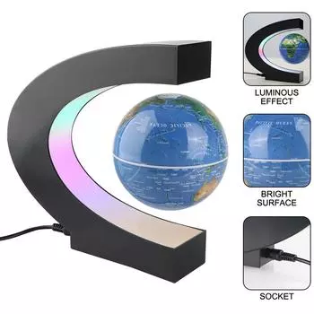 Магнитный левитационный глобус, плавающий новинка, светящаяся игрушка в виде шара для детей, светодиодная карта мира, подарки на день рождения, электронная антигравитационная лампа, украшение для дома US plug