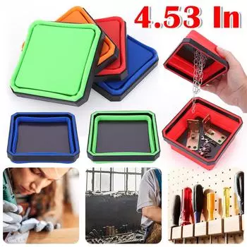 Магнитный лоток для винтов, силиконовая чаша для винтов, инструменты, детали, 4,53 дюйма, ящик для хранения, органайзер для инструментов плотника-сантехника, магнитный лоток 1pcs синий