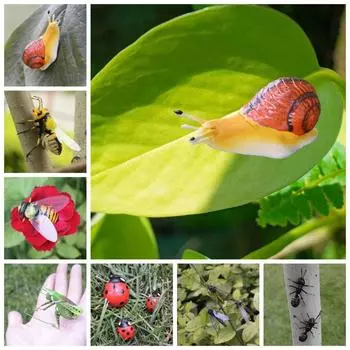 Магнитный магнит на холодильник в виде насекомого, реалистичный микропейзаж, ручная работа, фигурка насекомого, газон 4