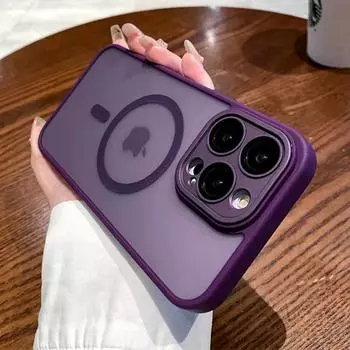 Магнитный матовый чехол для телефона Magsafe с беспроводной зарядкой для iPhone 11 12 13 14 15 Pro Max 15 Plus, противоударный защитный чехол iPhone 15 Pro Max чёрный