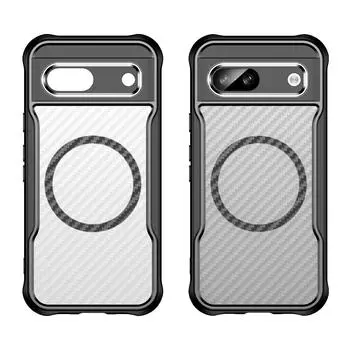 Магнитный матовый чехол из углеродного волокна TPU+PC для Google Pixel 8A Pixel8A противоударный чехол для телефона с линзами из сплава For Google 8A зелёный