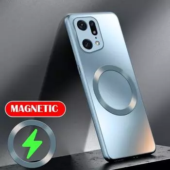 Магнитный матовый силиконовый чехол для телефона OPPO Reno 13 Pro 11 Pro 10 Pro Plus 8 9 7 6 5 Беспроводная зарядка ударопрочный жесткий чехол-бампер для ПК Reno 5 5G чёрный