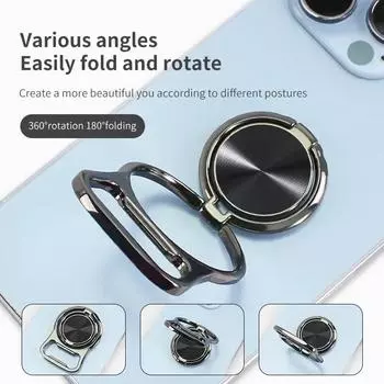 Магнитный металлический настольный складной держатель для мобильного телефона выдвижной держатель-кольцо наклейка подставка для iPhone 15 14 Xiaomi планшет держатель чёрный