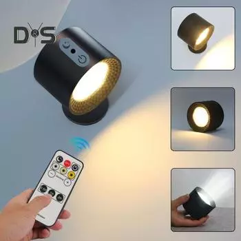 Магнитный настенный светильник с вращением на 360 градусов, 3 цветовых температуры, регулируемая яркость, перезаряжаемый через USB, настенный светильник для гостиной, спальни A белый