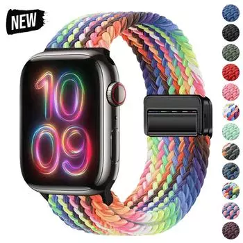 Магнитный нейлоновый регулируемый ремешок для часов Apple Watch Strap Ultra2 49 мм 45 мм 44 мм 41 мм 40 мм 38 мм Band для Apple Watch Band iWatch 9 8 7 6 5 4 3 2 1 SE 38mm 40mm 41mm
