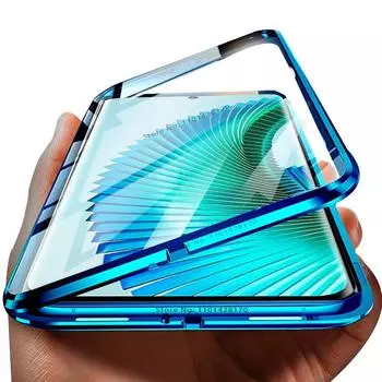 Магнитный откидной двусторонний защитный стеклянный чехол на 360° для Honor Magic6 Lite X9b Magic 6 Light HonorX9b 5G, противоударный чехол For Magic6 Lite серебряный