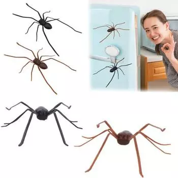 Магнитный паук, украшение, страшный реалистичный гигантский паук, реквизит для розыгрышей на Хэллоуин, гаражные ворота, почтовый ящик, холодильник, магнит, поддельный паук темно-коричневого