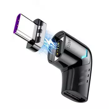 Магнитный переходник для телефона 90 градусов 120 Вт Мощность Угловой магнитный адаптер Подключение устройства чёрный