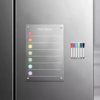 Магнитный планировщик еды, набор досок на холодильник с 6 маркерами, четкий еженедельный календарь, список дел, список покупок, напоминание A