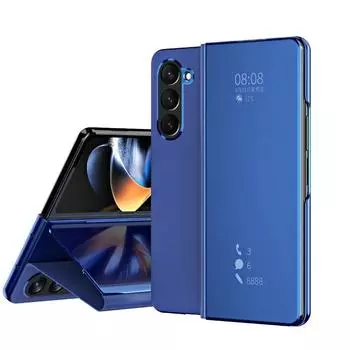 Магнитный пластиковый чехол для телефона Samsung Galaxy Z Fold 6 5 4 3 Fold6 Fold5 Fold4 Fold3 5G противоударный зеркальный кожаный чехол-держатель Galaxy Z Fold5 чёрный