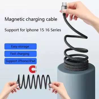 Магнитный поглощающий нанокабель для передачи данных, совместимый с мобильными телефонами Apple и Android, сверхбыстрый кабель для зарядки с оплеткой C to C