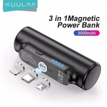 Магнитный Power Bank Kuulaa 3000мАч 3000mAh чёрный