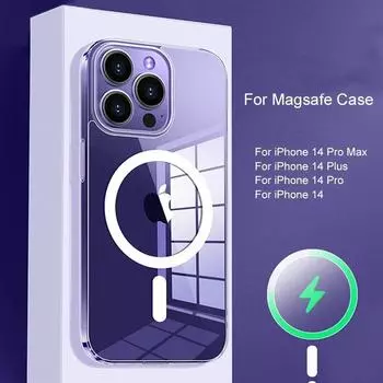 Магнитный прозрачный чехол Magsafe для Apple iPhone 14 12 11 13 Pro Max Mini 8 7 Plus XS XR, аксессуары для беспроводной зарядки iPhone 13 Pro Max