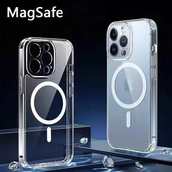 Магнитный прозрачный чехол Magsafe с беспроводной зарядкой для iPhone 14 13 12 11 Pro Max Mini X Xs XR 7 8 Plus SE 2020, мягкий силиконовый чехол из ТПУ iPhone 14 Plus чистый