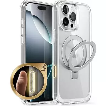Магнитный прозрачный чехол-подставка Macsafe с кнопкой управления камерой для iPhone 16 Pro Max Plus 16Pro 16Plus IPones Magsafe Holder Cover For iPhone 16 Pro чистый