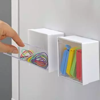 Магнитный ящик для хранения большой емкости с прозрачной крышкой, пыленепроницаемый, простой в установке холодильник S чёрный