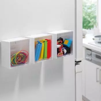 Магнитный ящик для хранения большой емкости с прозрачной крышкой, пыленепроницаемый, простой в установке, магнитный органайзер для хранения на холодильник S чёрный