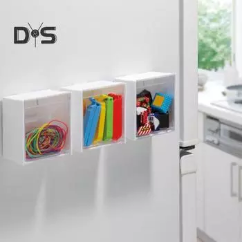 Магнитный ящик для хранения большой емкости с прозрачной крышкой, пыленепроницаемый, простой в установке, магнитный органайзер для хранения на холодильник S чёрный