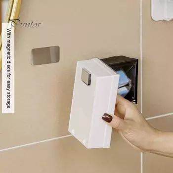 Магнитный ящик для хранения с прозрачной крышкой, без дырокола, компактный размер, ватный тампон, контейнер для зубочисток, настенный держатель для хранения S чёрный