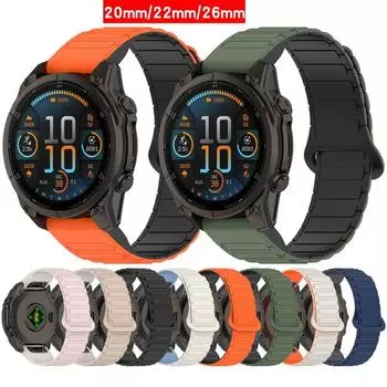 Магнитный ремешок 20 мм 22 мм 26 мм для Garmin Fenix 8 E 7 6s 5pus Instinct 2s Tactix 7 Quatix 7x Epix Pro Descent Mk 3i G1 Forerunner 965 935 20mm