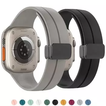 Магнитный ремешок для Apple Watch Ultra Band 44 мм, 45 мм, 49 мм, 40 мм, 41 мм, 42 мм, 38 мм, 45 мм, силиконовый браслет IWatch Series 7 8 Se 6 5 3, ремешки для умных часов