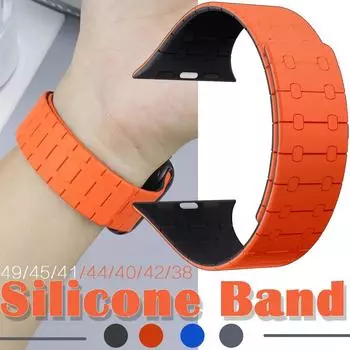 Магнитный ремешок для умных часов Ultra 2/Ultra 49 мм 9 8 7 41 мм 45 мм 38 мм 40 мм 44 мм 42 мм Силиконовый ремешок для часов серии 6 5 Se 4 3 2 1 41mm 40mm 38mm for apple watch