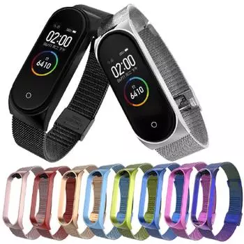 Магнитный ремешок для Xiaomi 8 7 Mi Band 3 4 5 6 7 8, металлический браслет на запястье, сменный ремешок для часов Mi Band 8 7 6 5 4 3, браслеты For Mi Band 8 серебряный