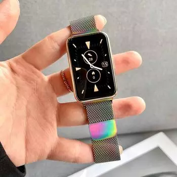 Магнитный ремешок-петля для Huawei Band 8, металлический ремешок из нержавеющей стали для Huawei SmartWatch Band 8, браслет-браслет For Huawei Band 8 золотой