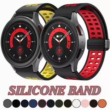 Магнитный ремешок с D-образной пряжкой для Samsung Galaxy Watch 7, 6, 4, 5, браслеты 44 мм, 40 мм, часы 6/4 Classic, 47 мм, 43 мм, 46 мм, 42 мм, спортивный браслет Galaxy Watch 5 pro, 45 мм Galaxy4 classic 42mm 46mm полуночно-синий