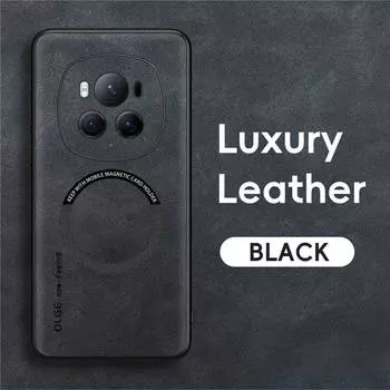 Магнитный ретро кожаный чехол для Honor Magic6 Pro Magic5 Pro Magic6Pro Magic5 Pro Чехол для телефона с беспроводной зарядкой For Honor Magic6 Pro чёрный