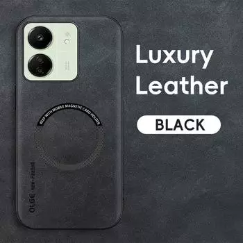 Магнитный ретро кожаный чехол для Xiaomi Poco C65 PocoC65 Redmi 13C Redmi13C 4G беспроводной зарядный чехол для телефона For Poco C65 коричневый