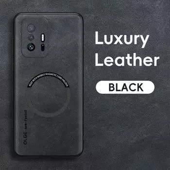 Магнитный ретро кожаный мягкий чехол для Xiaomi 11T Pro Xiaomi11T Pro Xiaomi11TPro 5G беспроводной зарядный чехол для телефона чехол For Xiaomi 11T чёрный