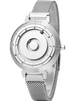 Магнитный шарикоподшипник кварцевый минимализм 36 мм серебристый серебристый нержавеющая сталь сетчатый ремень [EUTOUR] Часы, Дизайн, Женские часы, Часы, Повседневные, Водонепроницаемые, серебряный